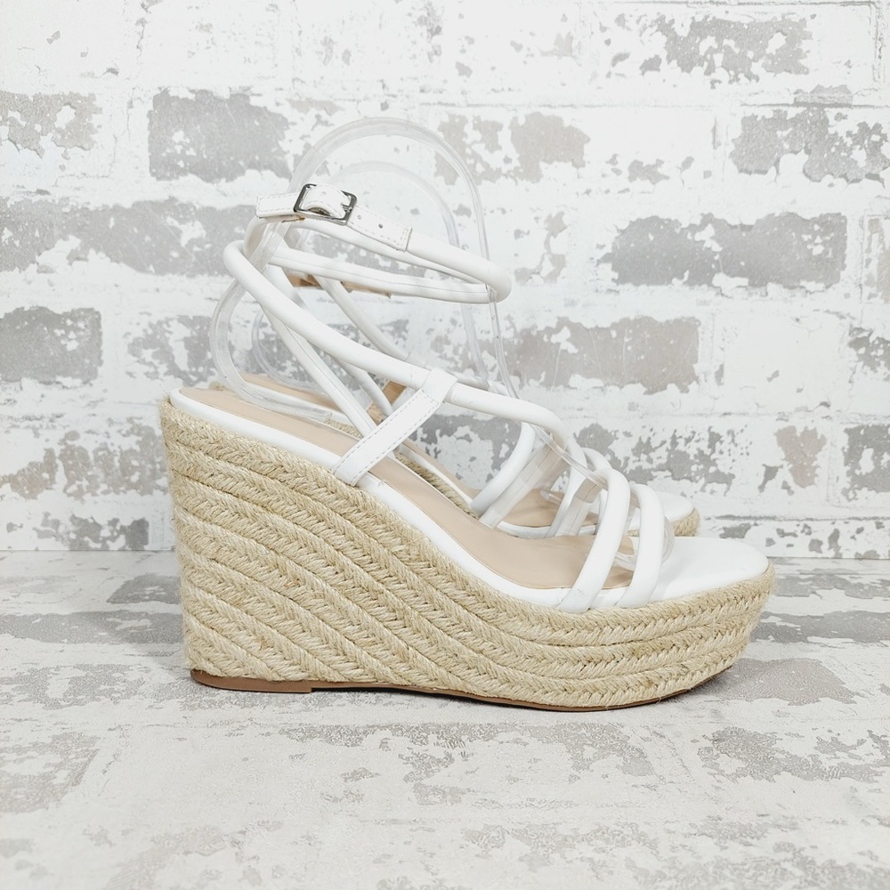 NEW BP White Cohan Espadrille Wedge Strappy Sandals W633 - Picture 6 of 11